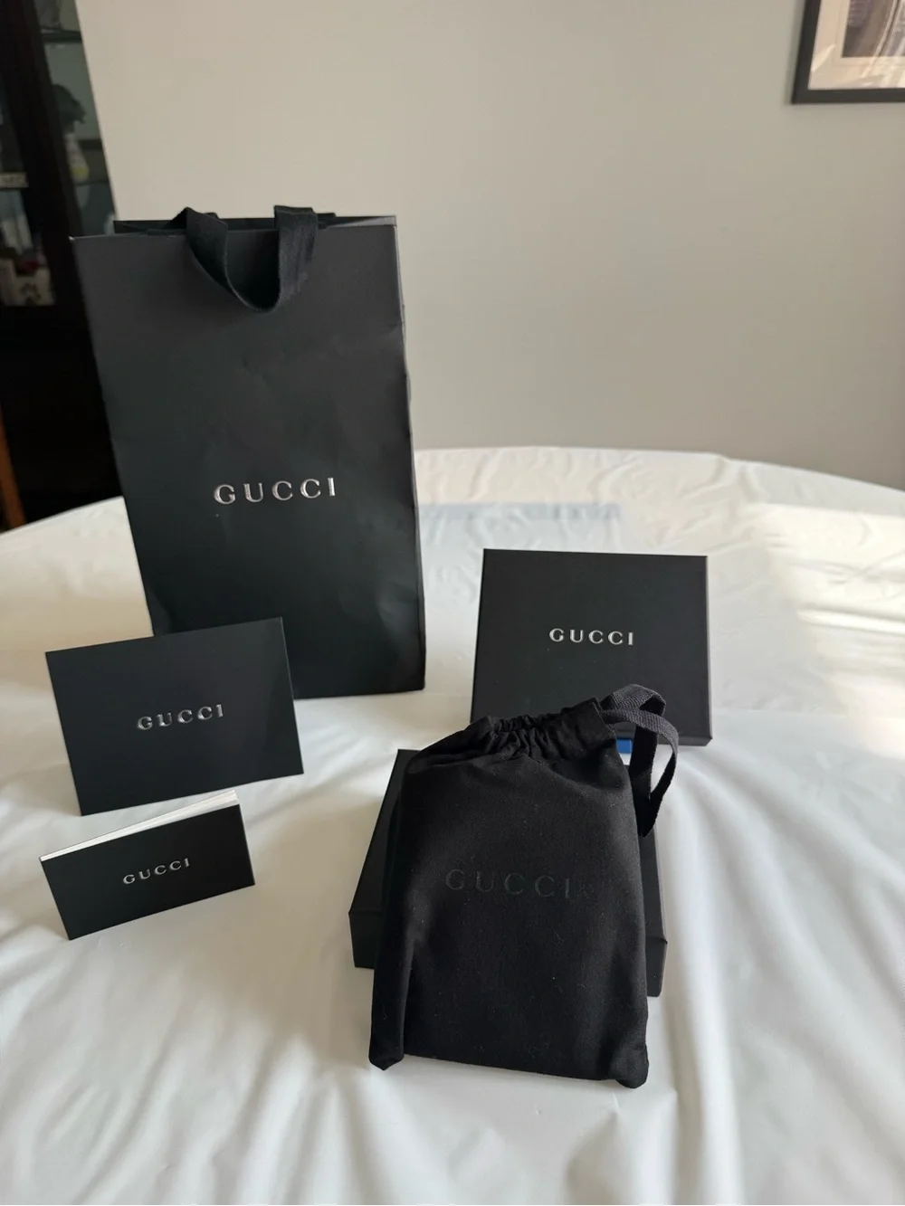 Gucci Black Leather Compact Wallet Card Case Gold Hardware New Italy